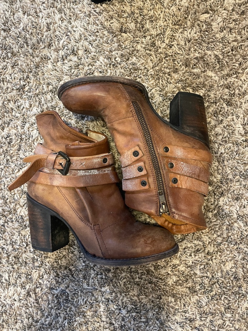 Freebird by Steven Tan Leather Ankle Booties with Buckle Straps